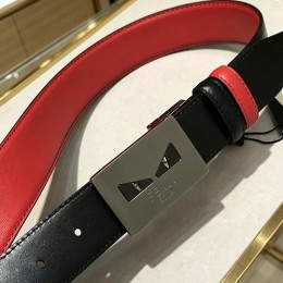 펜디 로고 몬스터아이 레더 가죽 리버서블 3.5cm 벨트 (블랙-레드-은장) 26SS