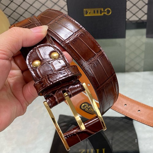 질리 로고 ZILLI 레더 가죽 브라운 3.5cm 벨트 (2컬러) 26SS