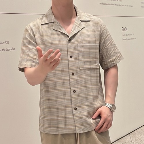 로로피아나 체크패턴 반팔 남방 셔츠 26SS