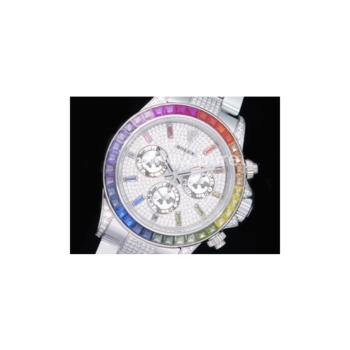 로렉스 데이토나 풀 다이아몬드 다이얼 | Daytona SS Full Paved Diamonds OMF Best Edition Diamonds Dial on Diamonds Bracelet A4130