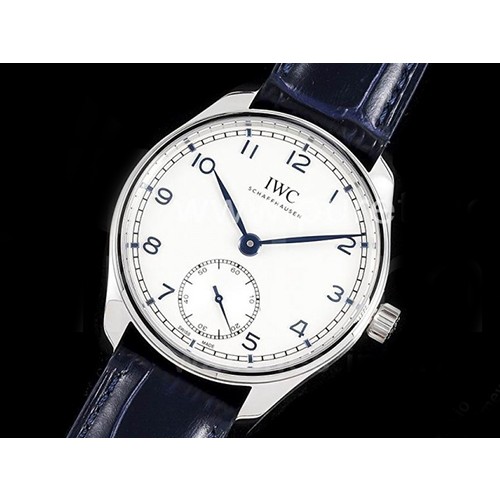 아이더블유씨 포르투기스 화이트 다이얼 | Portuguese IW358304 ZF 1:1 Best Edition SS White Dial Blue Markers on Blue Leather Strap A82200