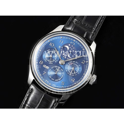 [IWC] 아이더블유씨 포르투기스 퍼페츄얼 칼렌더 데이데이트 블루 다이얼, 홍콩명품시계,남자시계,손목시계,가죽스트랩