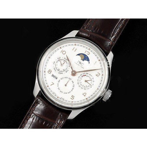 [IWC] 아이더블유씨 포르투기스 퍼페츄얼 칼렌더 데이데이트 화이트 로즈골드 다이얼 5033, 홍콩명품시계,남자시계,손목시계,가죽스트랩