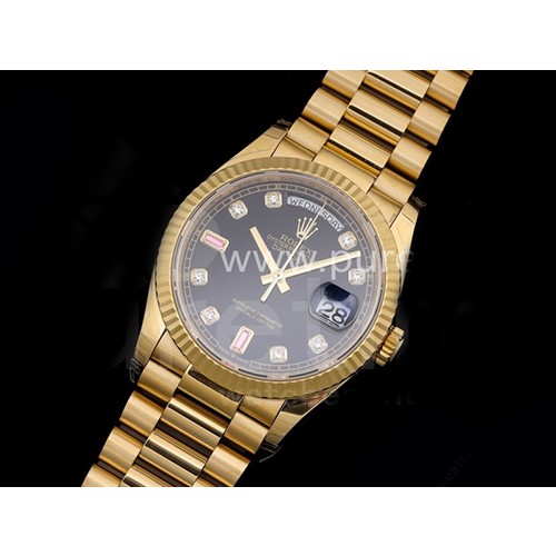 [홍콩명품시계.ROLEX] 로렉스 데이데이트 36mm 옐로우골드 128238 크리스탈 마크 블랙 다이얼, 롤렉스,남자명품시계,메탈시계,무브타임쇼핑몰