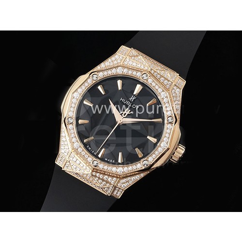 [홍콩명품시계.HUBLOT] 휴블럿 클래식 퓨션 로즈골드 다이아몬드 베젤 블랙 다이얼, 무브타임,남자명품시계,워치,중년남자,SA,명품시계