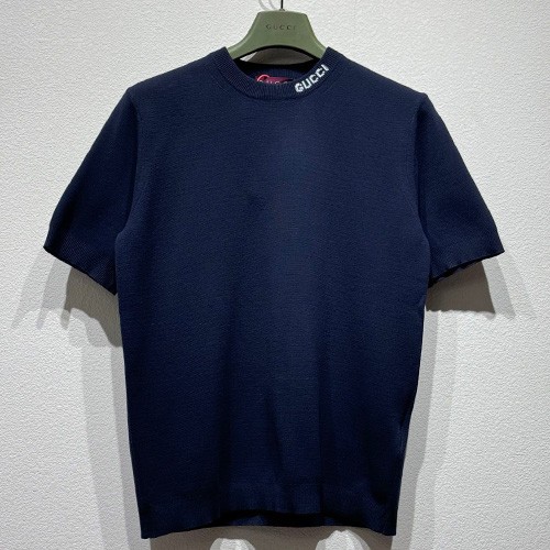[홍콩명품.Gucci] 구찌 25SS 로고 니트 반팔 티셔츠 (네이비), BM19796, KB, 홍콩명품의류,구매대행,온라인명품
