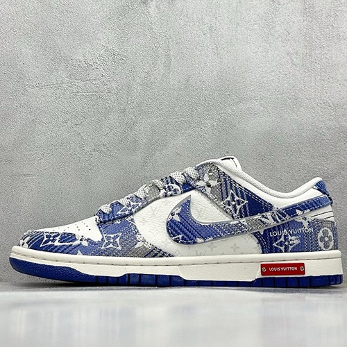[홍콩명품.NIKE] 나이키 25SS 로고 남여 에어 조던 루이비통 모노그램 AJ1 로우탑 스니커즈 운동화 (화이트-블루), SE5041, S3, 명품스니커즈,운동화,구두,로퍼,하이탑,신발