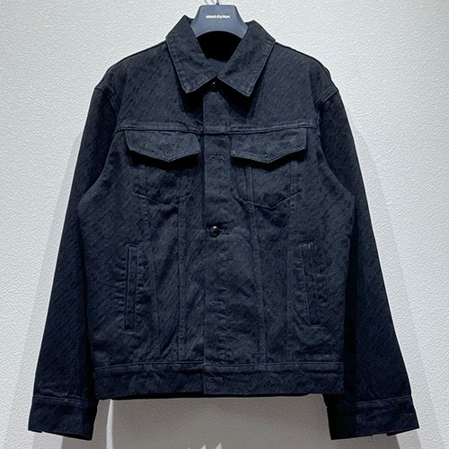 [명품레플리카.LOUIS VUITTON] 루이비통 25SS 로고 패턴 데님 자켓 + 데님 팬츠 진 청바지 상하의 세트 (블랙), BM21215, KB, 홍콩명품의류,구매대행,온라인명품