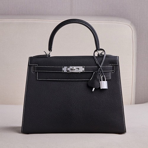 [홍콩명품.Hermes] 에르메스 25SS 로고 Kelly 28 램스킨 토트백 핸드백 (블랙-은장), BGM5065, BDA, 홍콩명품가방,명품쇼핑몰,크로스백,핸드백,구매대행