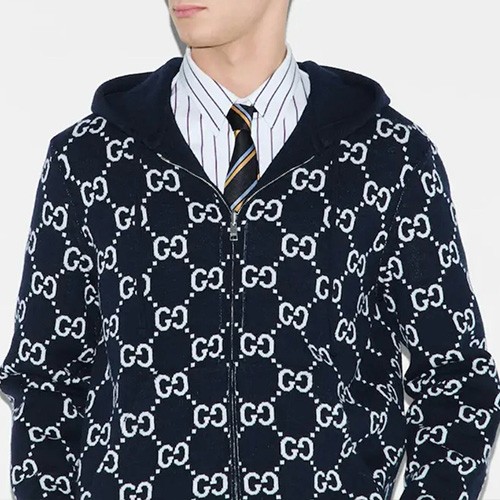 [홍콩명품.Gucci] 구찌 25SS 로고 GG수프림 리버서블 후드 집업 자켓 (네이비), BM22132, JL, 레플리카의류,미러급사이트