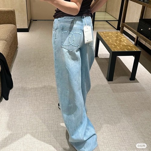 [홍콩명품.CHANEL] 샤넬 25SS 로고 여성 오버핏 데님 팬츠 진 청바지, BM22199, SS, 레플리카의류,미러급사이트