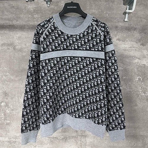 [홍콩명품,Christian Dior] 디올 25SS 로고 오블리크 니트 스웨터 (그레이), BM22299, KK, 레플리카의류,미러급사이트