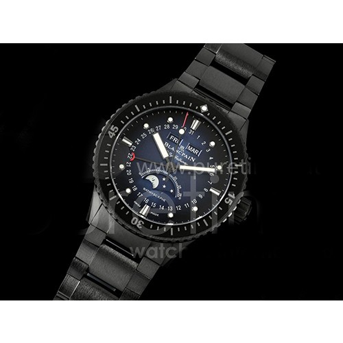 [홍콩명품시계. BLANCPAIN] 블랑팡 피프티 패덤스 5054 블랙 세라믹 데이데이트 문페이즈 블루 다이얼