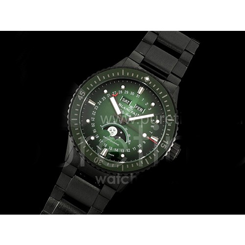 [홍콩명품시계. BLANCPAIN] 블랑팡 피프티 패덤스 5054 그린 세라믹 데이데이트 문페이즈 그린 다이얼