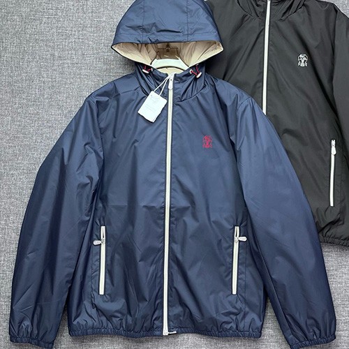 [홍콩명품.Brunello Cucinelli ] 브루넬로 쿠치넬리 25SS 로고 자수 후드 바람막이 자켓 (2컬러), BM22440, JQ, 레플리카의류,미러급사이트