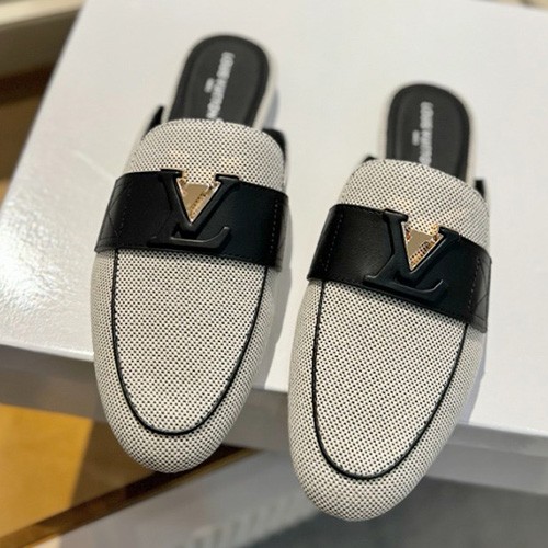 [홍콩명품.LOUIS VUITTON] 루이비통 25SS 로고 여성 캔버스 뮬 슬리퍼 (블랙-베이지), SE5540, GHS, 명품스니커즈,운동화,구두,로퍼,하이탑,신발