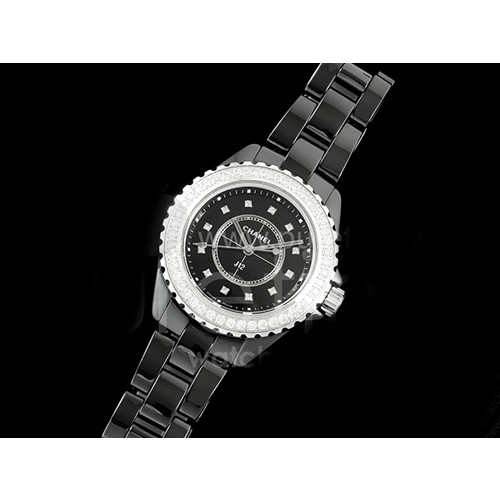 [홍콩명품.CHANEL] 샤넬 J13 33mm 다이아몬드 베젤 블랙 세라믹 블랙 다이얼 쿼츠/밧데리 여자시계 여성용