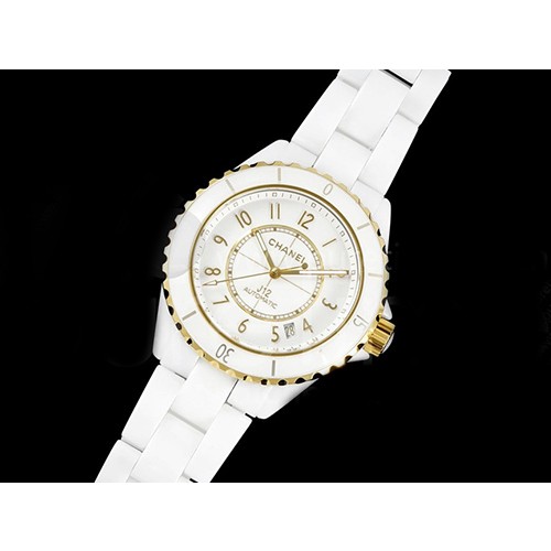 [홍콩명품.CHANEL] 샤넬 J13 38mm 화이트 세라믹 옐로우골드 베젤 화이트 다이얼