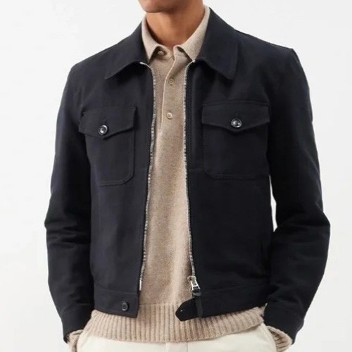[홍콩명품.TOM FORD] 톰포드 25SS 로고 데님 카라 집업 자켓 (블랙), BM22842, TOM, 레플리카의류,미러급사이트