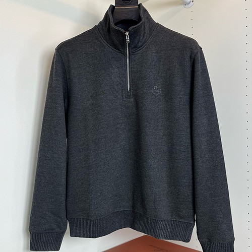 [홍콩명품.Loro Piana] 로로피아나 25SS 로고 하프지퍼 하이넥 니트 스웨터 (다크그레이), BM22914, G5, 레플리카의류,미러급사이트