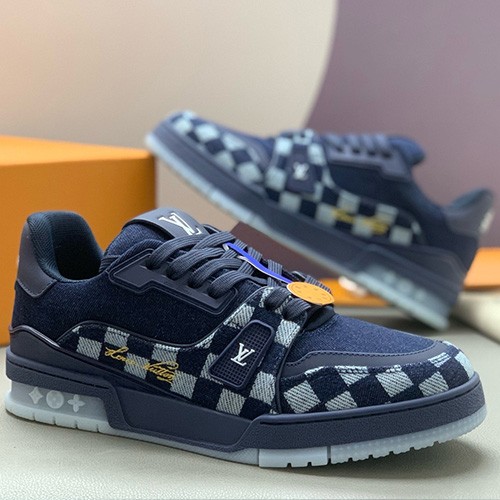 [홍콩명품.LOUIS VUITTON] 루이비통 25SS 로고 남여 다미에 데님 트레이너 스니커즈 운동화 (네이비), SE5769, PMD, 명품스니커즈,운동화,구두,로퍼,하이탑,신발