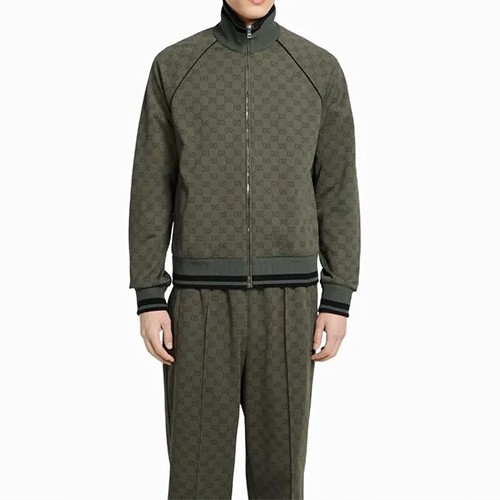 [홍콩명품.Gucci] 구찌 25SS 로고 GG수프림 트레이닝 집업 자켓 + 조거 팬츠 바지 상하의 세트 (카키), BM22932, KB, 레플리카의류,미러급사이트