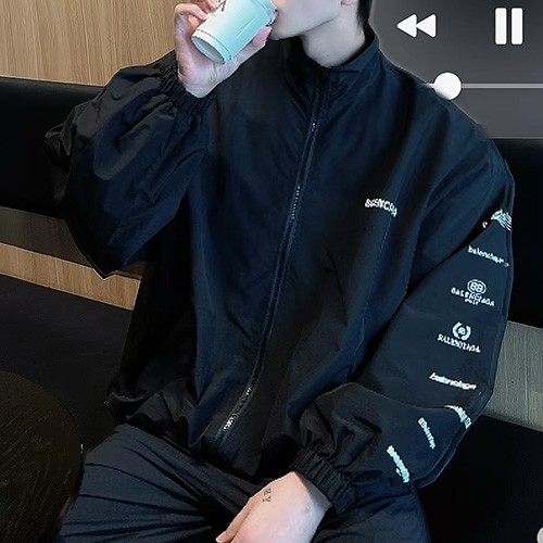 [홍콩명품.BALENCIAGA] 발렌시아가 25SS 로고 모음 바람막이 자켓 (블랙), BM22933, KB, 레플리카의류,미러급사이트