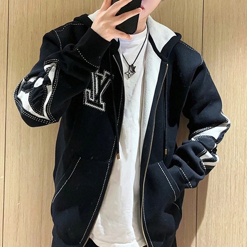 [홍콩명품.LOUIS VUITTON] 루이비통 25SS 로고 후드 집업 자켓 1AFXKX (블랙), BM23002, KK, 레플리카의류,미러급사이트
