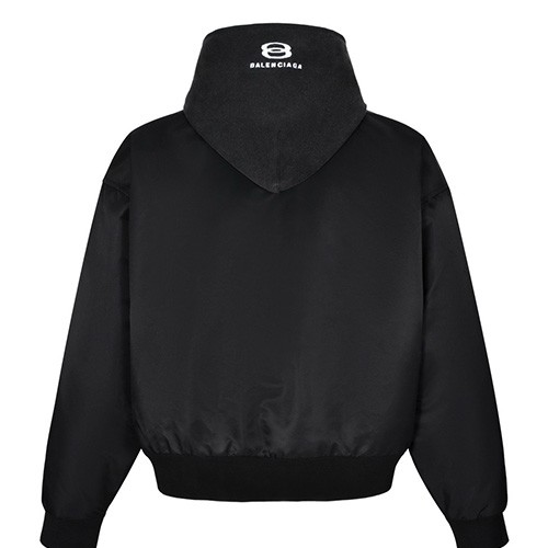 [홍콩명품.BALENCIAGA] 발렌시아가 25SS 로고 나일론 후드 집업 자켓 (블랙), BM23128, JL, 레플리카의류,미러급사이트