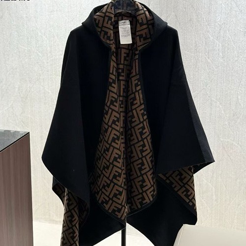 [홍콩명품,FENDI] 펜디 25SS 로고 FF패턴 리버서블 캐시미어 스카프 머플러 (블랙-브라운), ET3178, 홍콩명품의류,구매대행,온라인명품
