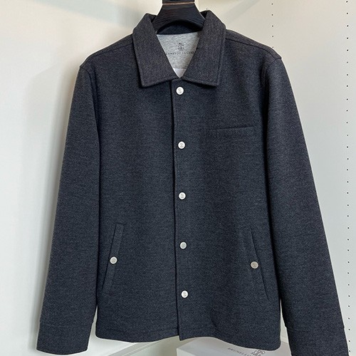 [홍콩명품.Brunello Cucinelli ] 브루넬로 쿠치넬리 25SS 로고 자수 카라 버튼 자켓 (2컬러), BM23631, HH, 레플리카의류,미러급사이트