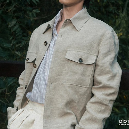 [홍콩명품.Loro Piana] 로로피아나 25SS 로고 린넨 카라 버튼 자켓 (아이보리), BM23633, HH, 레플리카의류,미러급사이트