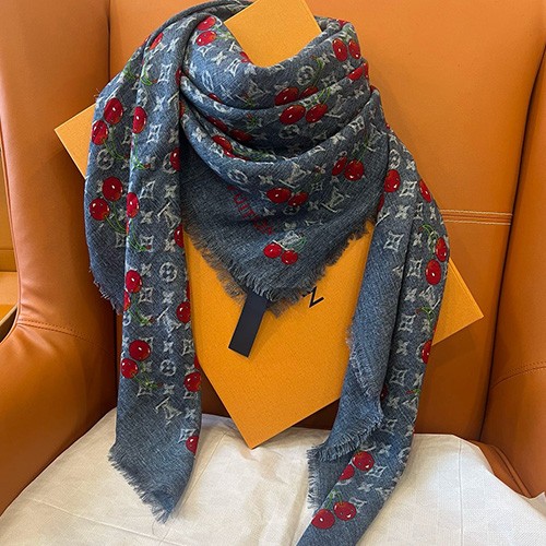 [홍콩명품.LOUIS VUITTON] 루이비통 25SS 로고 모노그램 TM Denim Cerise 136-136 스카프 머플러, ET3231, BR, 홍콩명품의류,구매대행,온라인명품