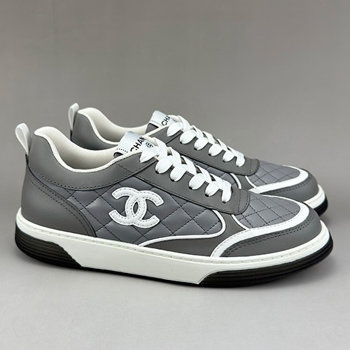 [홍콩명품.CHANEL] 샤넬 25SS 로고 레더 가죽 스니커즈 운동화 (그레이), SE5957, S3, 명품스니커즈,운동화,구두,로퍼,하이탑,신발
