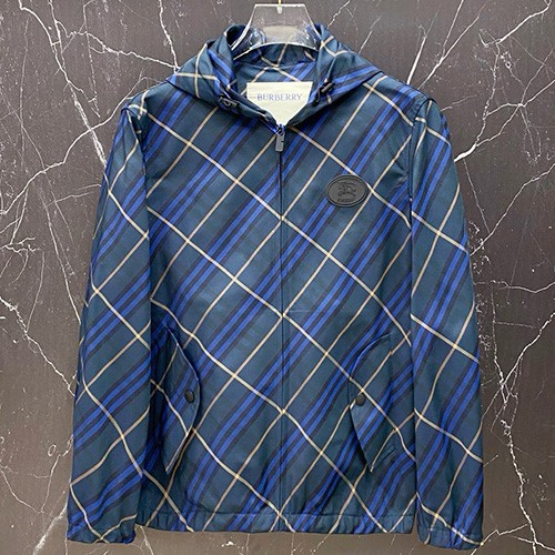 [홍콩명품.Burberry] 버버리 26SS 로고 체크패턴 후드 윈드브레이커 자켓 (블루), BM24976, KSM, 레플리카의류,미러급사이트