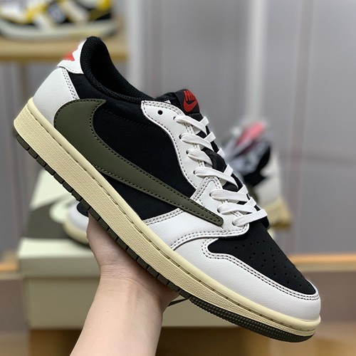[홍콩명품.NIKE] 나이키 26SS 로고 에어 조던 AJ 로우탑 스니커즈 운동화 (블랙-화이트-카키), SE6171, PMD, 명품스니커즈,운동화,구두,로퍼,하이탑,신발