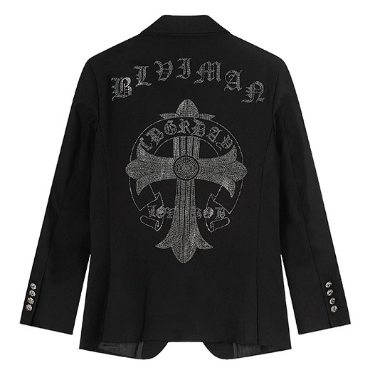 [홍콩명품.Chrome Hearts] 크롬하츠 26SS 로고 스터드 장식 정장 수트 자켓 (블랙), BM25105, SAM, 무료배송