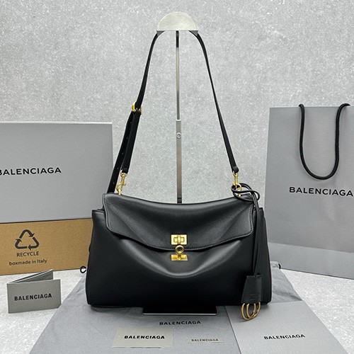 [홍콩명품.BALENCIAGA] 발렌시아가 26SS 로고 Rodeo 레더 가죽 토트백 크로스백 (블랙), BGM5709, BDA, 무료배송