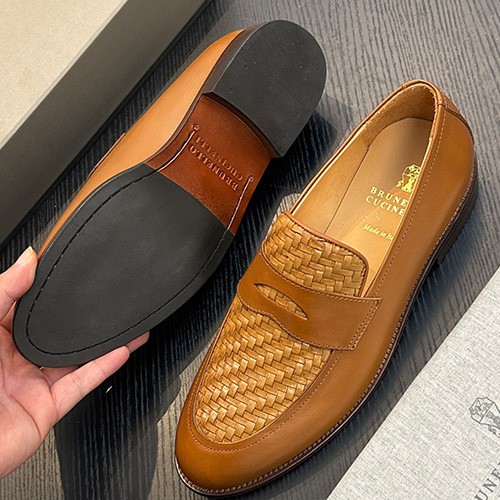 [홍콩명품.Brunello Cucinelli ] 브루넬로 쿠치넬리 26SS 로고 레더 가죽 구두 로퍼 (3컬러), SE6185, S2, 무료배송