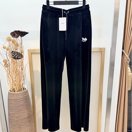 셀린느 로고 자수 벨벳 조거 팬츠 바지 (블랙) 26SS
