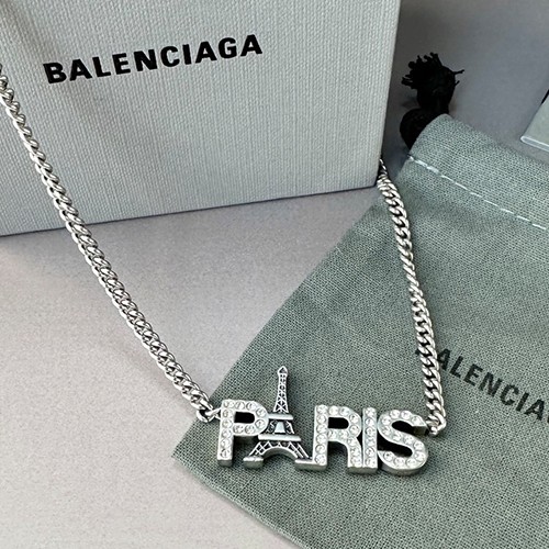 발렌시아가 로고 Paris 실버 50cm 목걸이 26SS