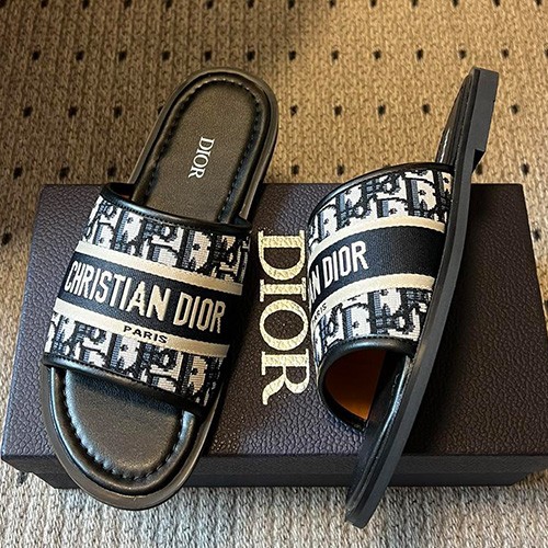 디올 로고 오블리크 슬리퍼 (블랙) 26SS