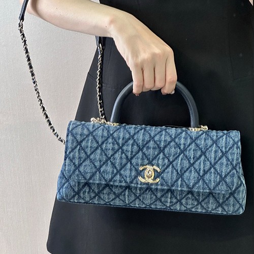 샤넬 로고 Coco Handle 퀄팅 데님 핸드백 크로스백 26SS