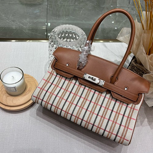 에르메스 로고 패턴 Shoulder Birkin 토트백 핸드백 (브라운-은장) 26SS