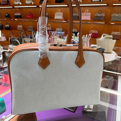 에르메스 로고 Victoria 35cm 토트백 핸드백 (브라운-그레이) 26SS