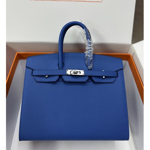 에르메스 로고 Birkin 25  에피솜 토트백 핸드백 (블루-은장) 26SS