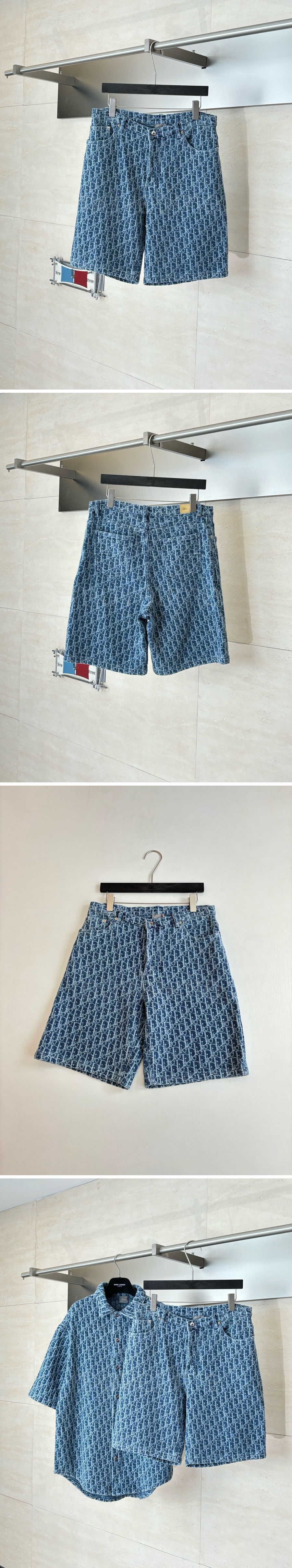 디올 로고 오블리크 데님 반팔 남방 셔츠 + 데님 쇼츠 반바지 상하의 세트 26SS 상세이미지 6
