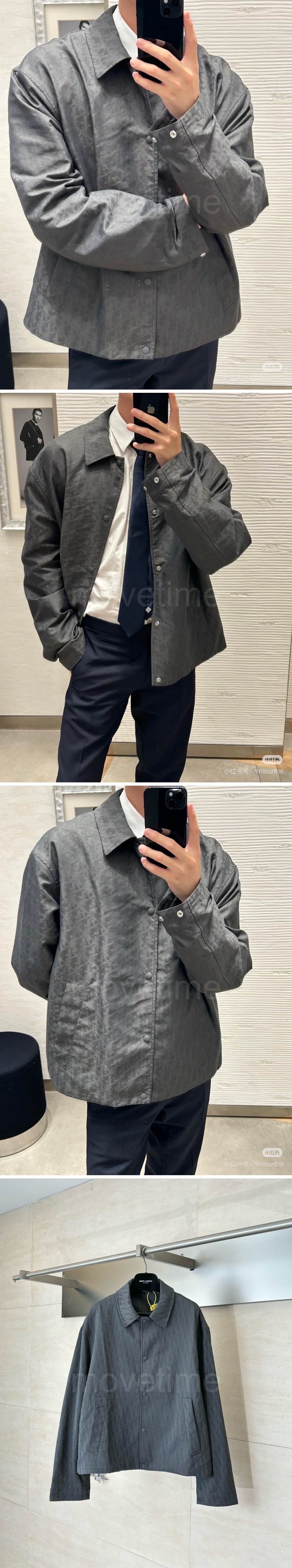 디올 로고 오블리크 카라 집업 자켓 (그레이) 26SS 상세이미지 2