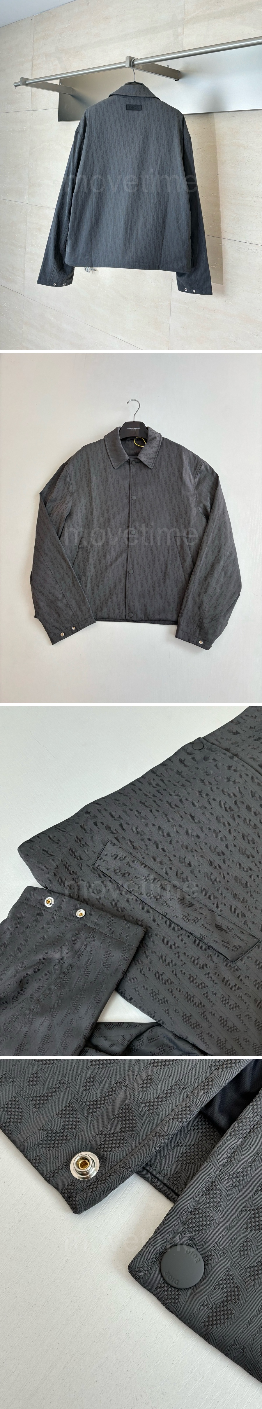 디올 로고 오블리크 카라 집업 자켓 (그레이) 26SS 상세이미지 3