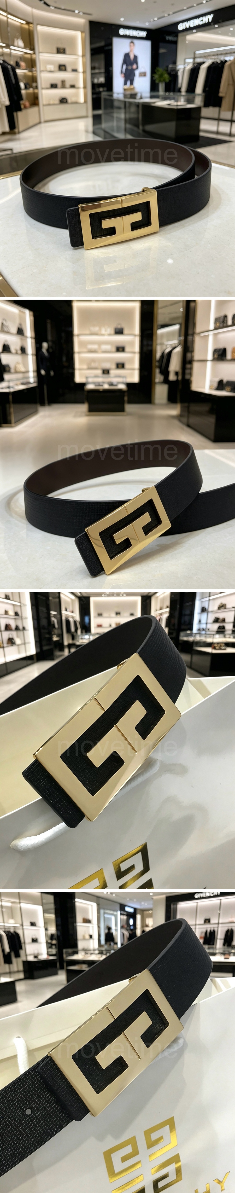 지방시 로고 남여 레더 가죽 3.5cm 벨트 (블랙-금장) 26SS 상세이미지 2
